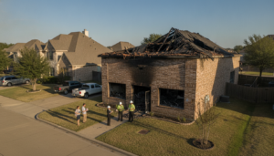 Small business fire insurance claim Dallas: a fire-damaged commercial bakery kitchen in Dallas-Fort Worth being assessed for recovery